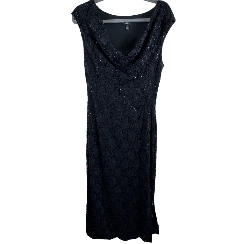 connected apparel Black Sequin Lace Maxi Dress
